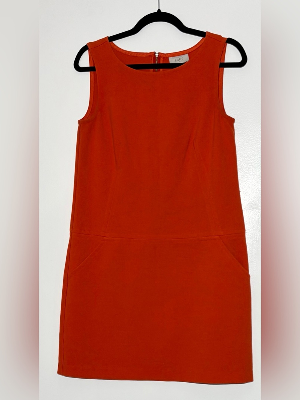 LOFT Orange Sleeveless Shift Dress Pockets Size 4
